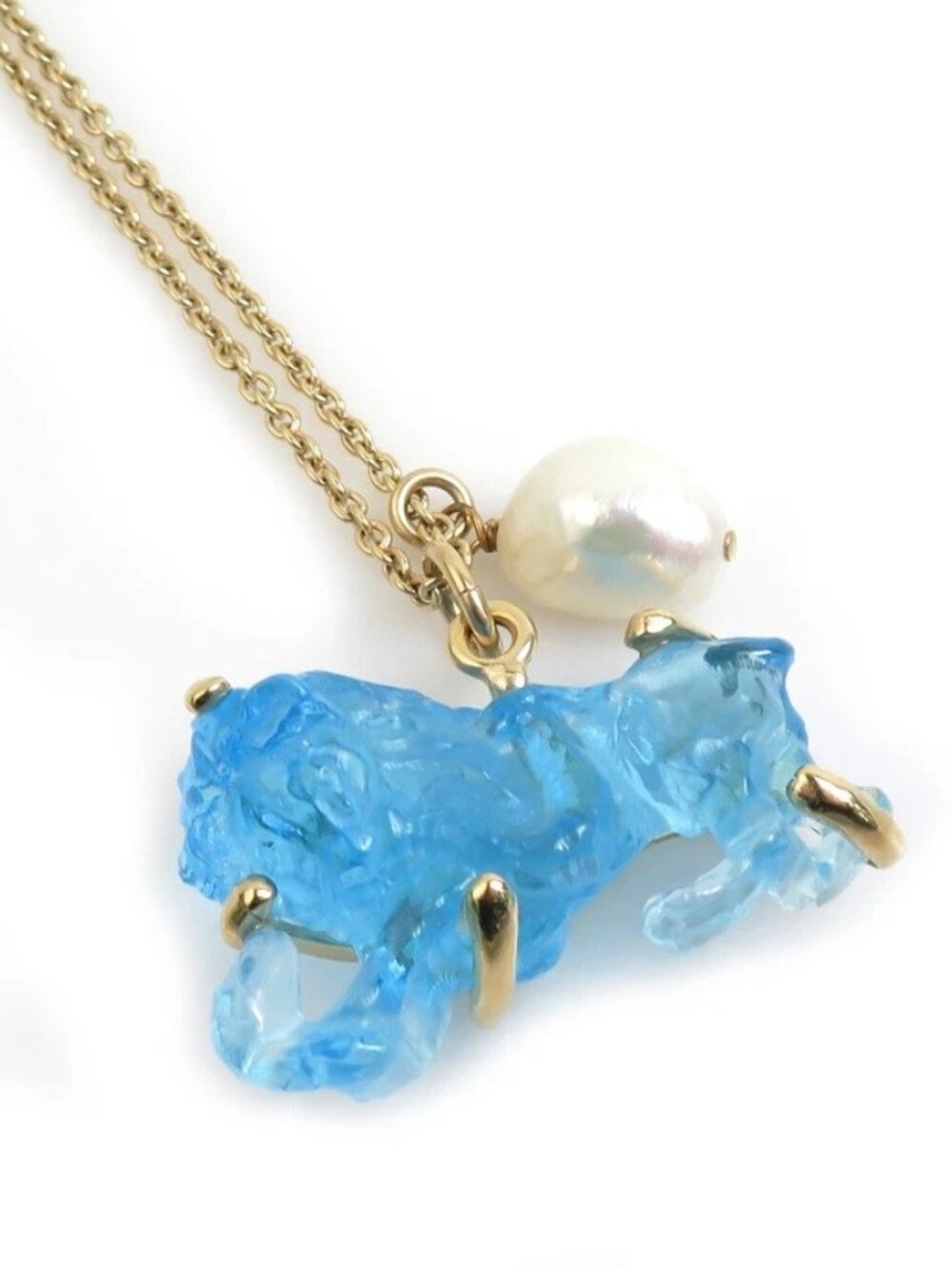 Christian Dior Necklace Pendant Blue/White/Gold Metal